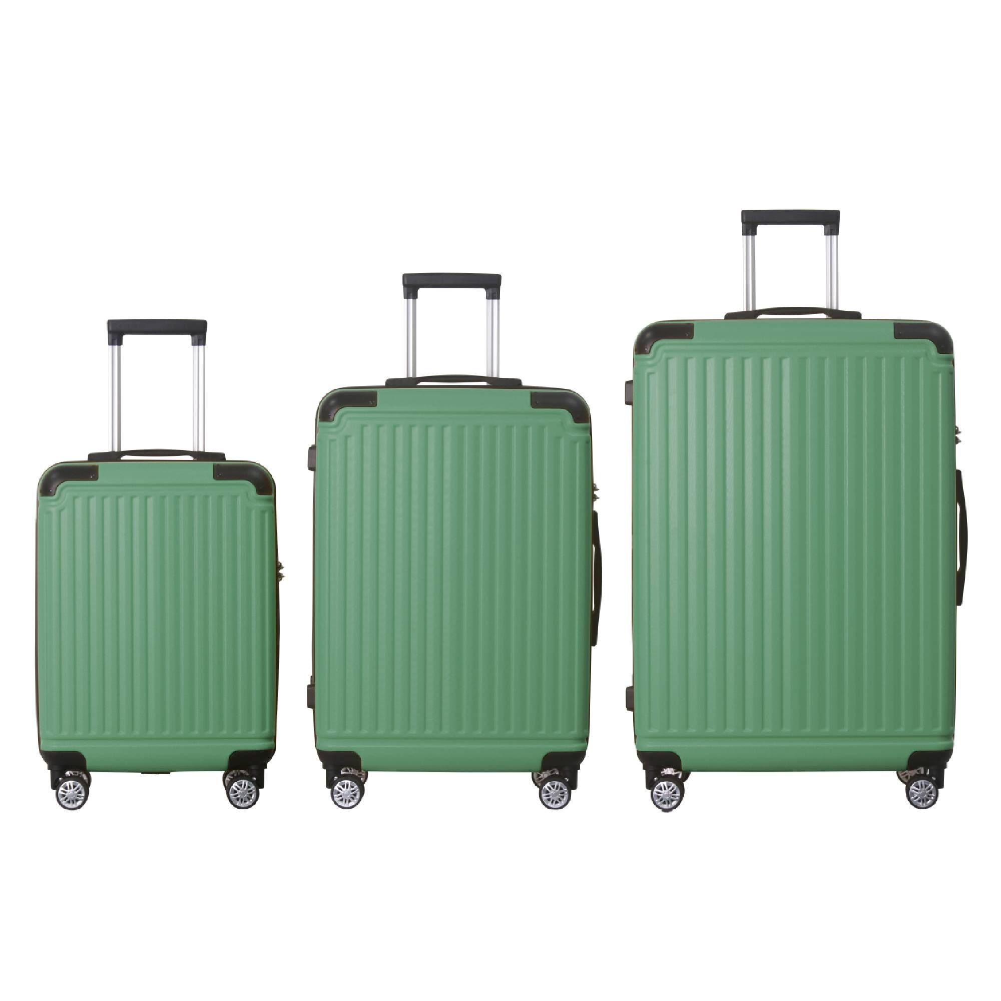 Fruit Green 3-Piece Premium ABS Luggage Set-20", 24", and 28" Suitcases with Multi-Position Handle, Silent Spinner Wheels