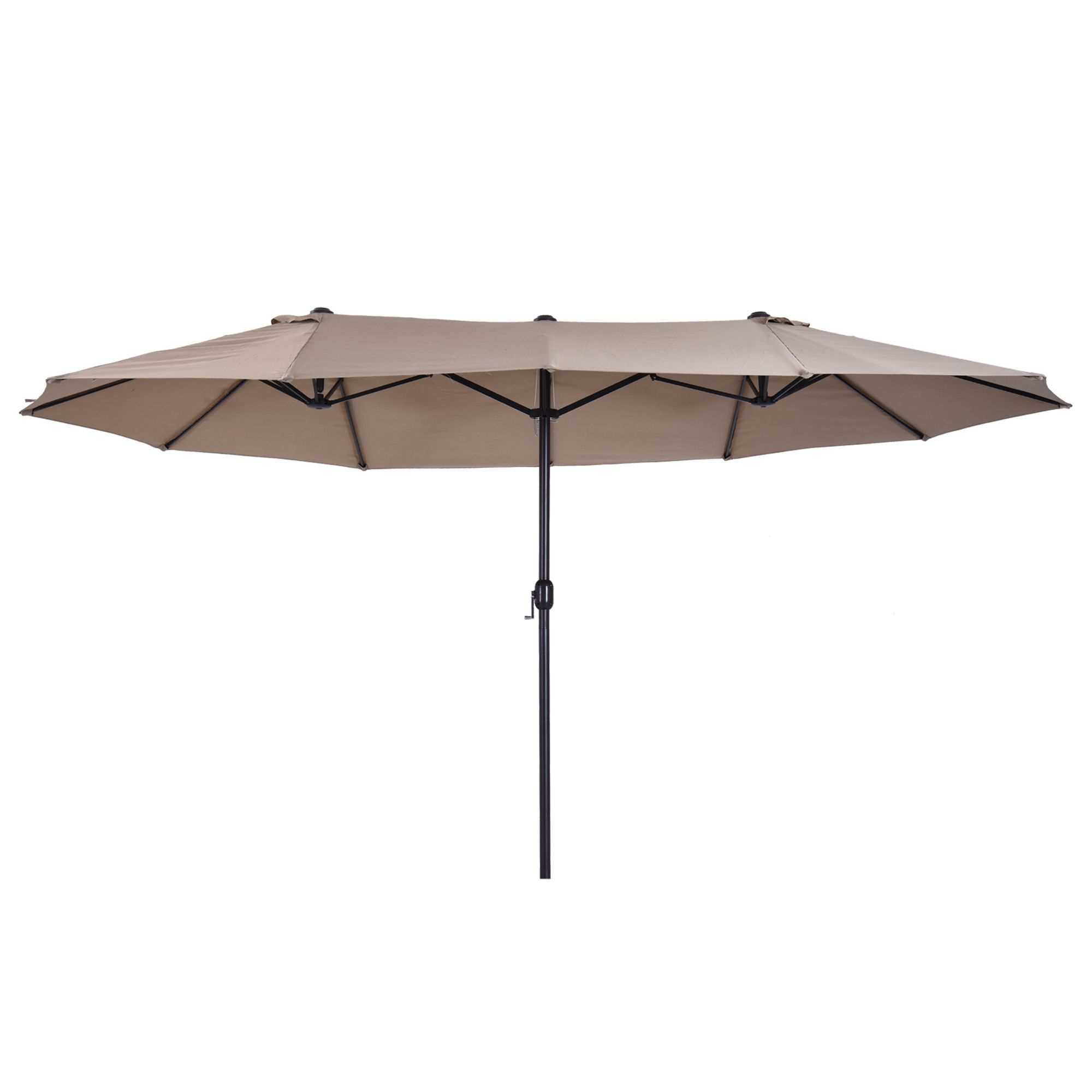 Patio Umbrella 15ft Double-Sided Outdoor Market Extra Large Umbrella with Crank Handle for Deck, Lawn, Backyard and Pool, Tan