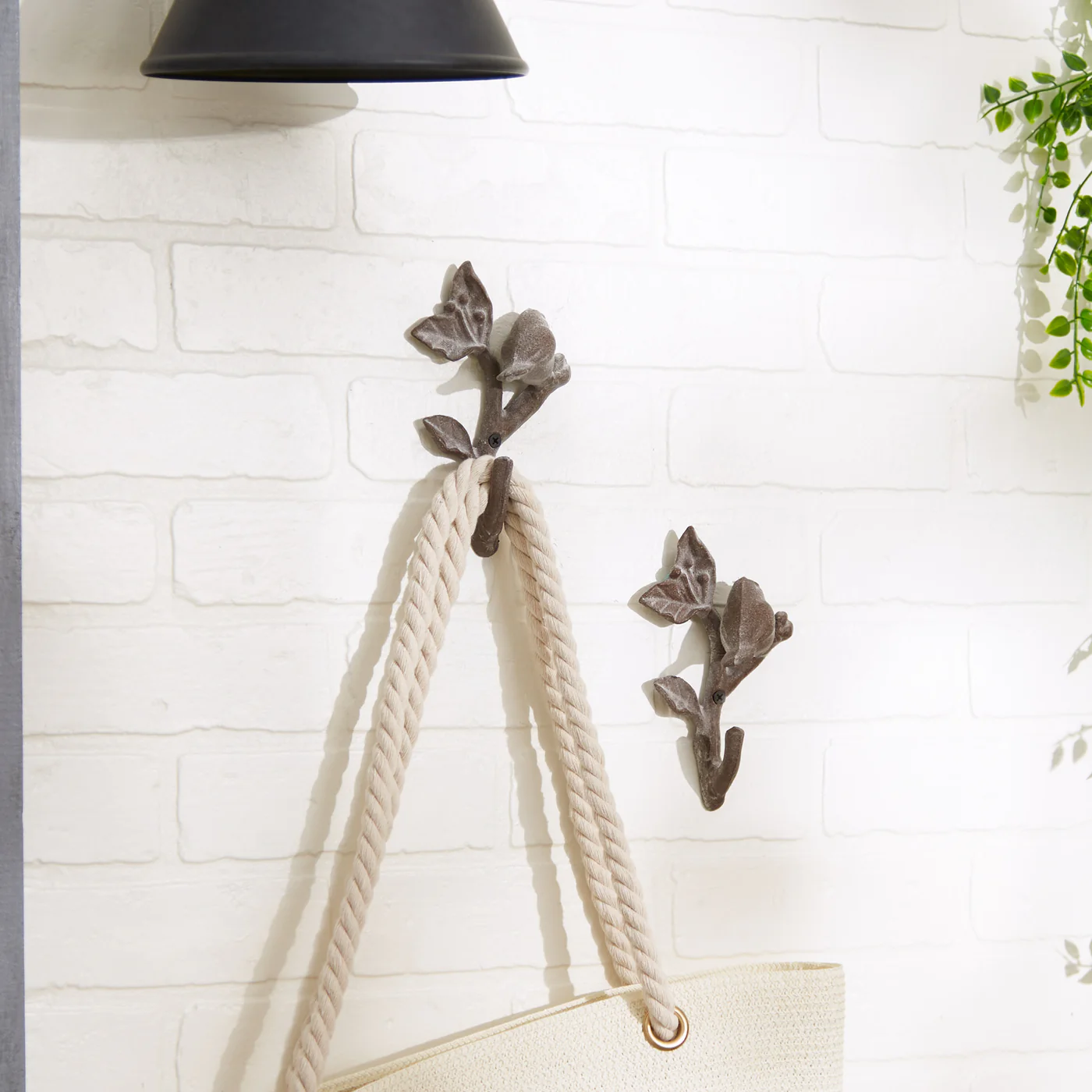 Decorative Bird Wall Hook Set with Leaves - Set of 2
