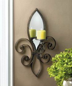 Fleur-De-Lis Mirrored Wall Sconce