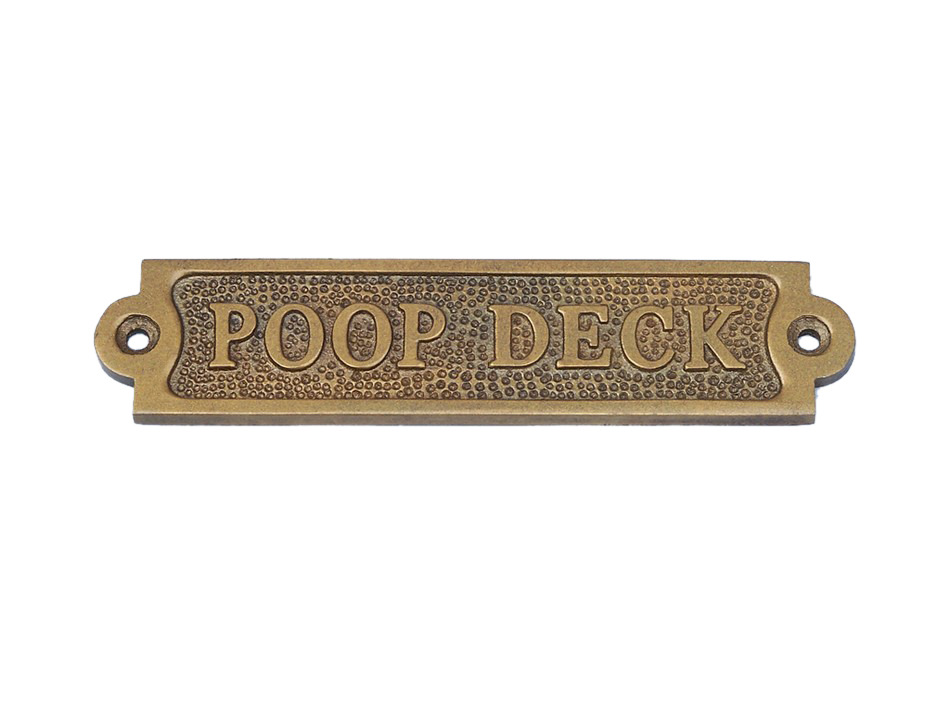Antique Brass Poop Deck Sign 6""