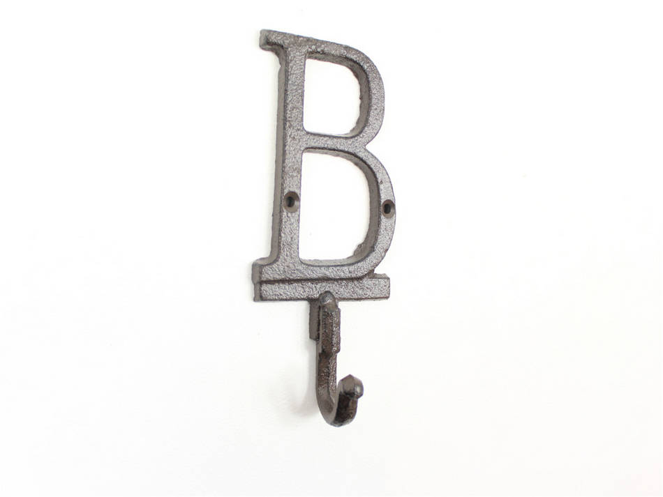 Cast Iron Letter B Alphabet Wall Hook 6""