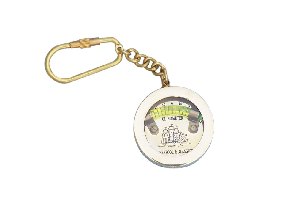 Solid Brass Clinometer Level Key Chain 5""
