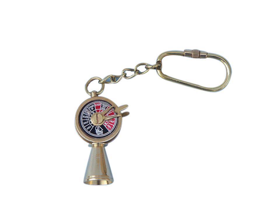 Solid Brass Titanic Engine Telegraph Keyring 5""