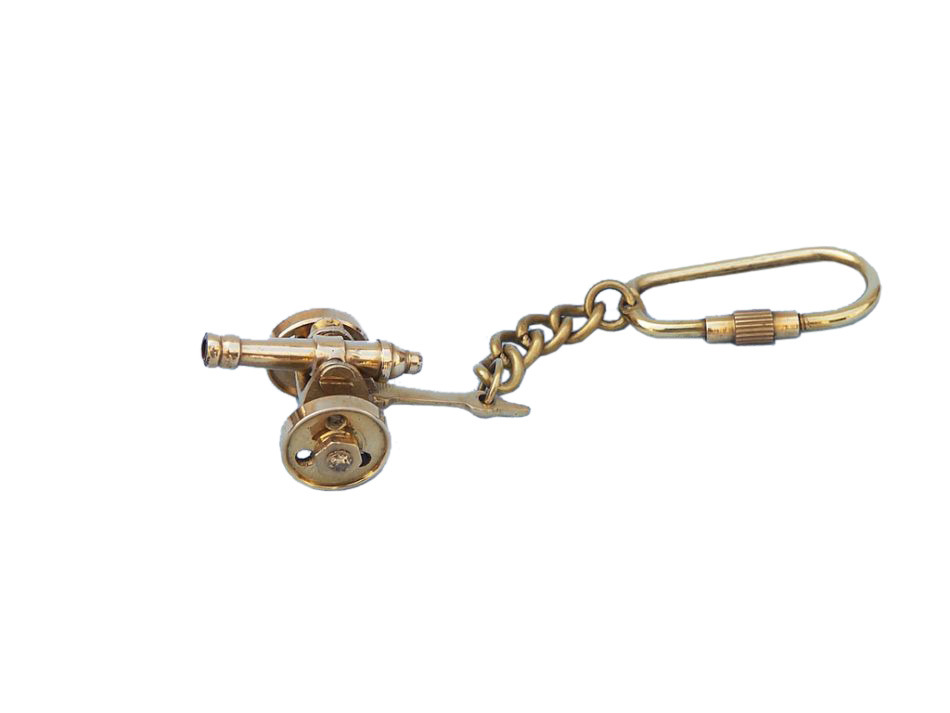 Solid Brass Cannon Key Chain 5""
