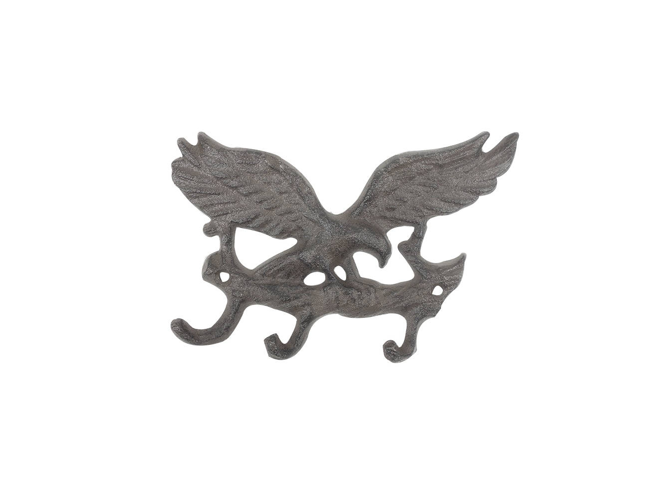 Cast Iron Flying Eagle Landing on a Tree Branch Decorative Metal Wall Hooks 7.5""