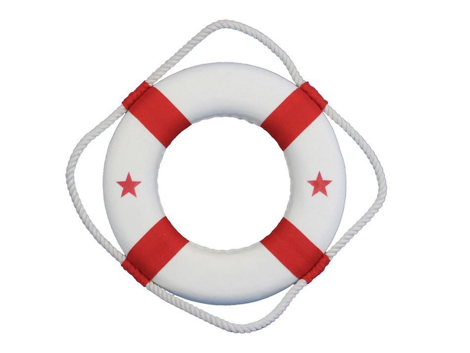 Classic White Decorative Lifering with Red Bands Christmas Ornament 10""