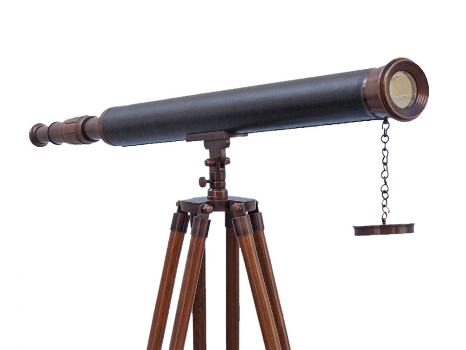 Floor Standing Bronzed With Leather Harbor Master Telescope 60""