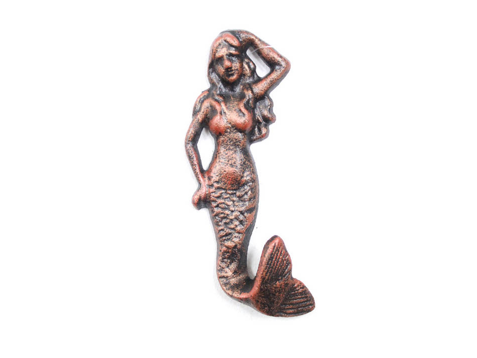 Rustic Copper Cast Iron Mermaid Hook 6""