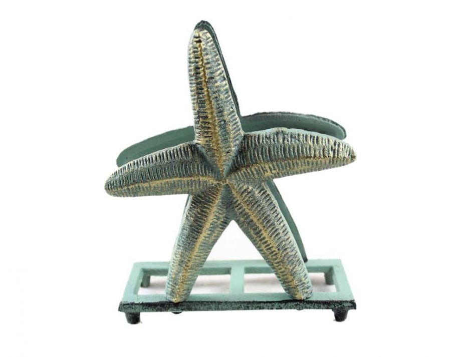 Antique Bronze Cast Iron Starfish Napkin Holder 6""