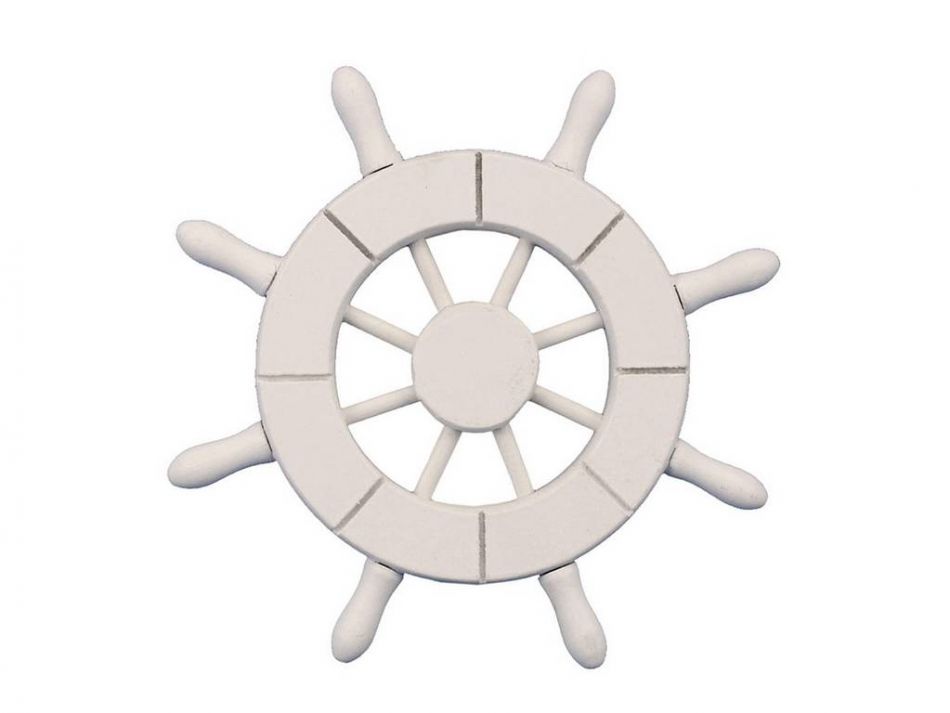 White Decorative Ship Wheel 6""