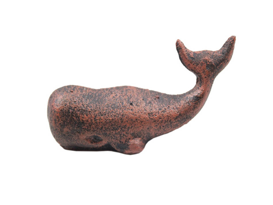 Rustic Copper Cast Iron Whale Paperweight 5""
