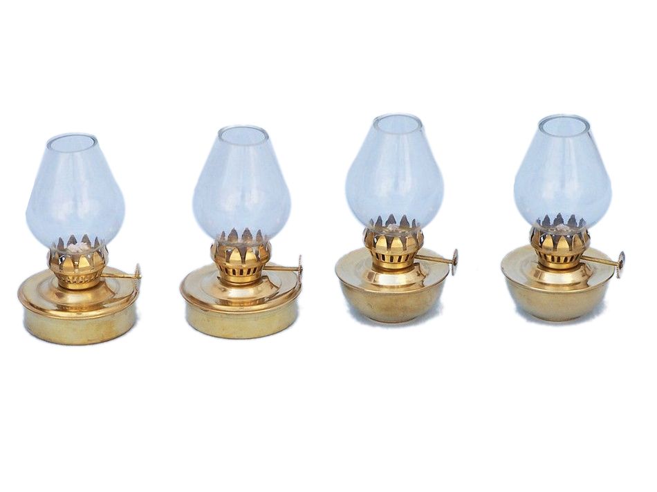 Solid Brass Table Oil Lamp 5"" - Set of 4