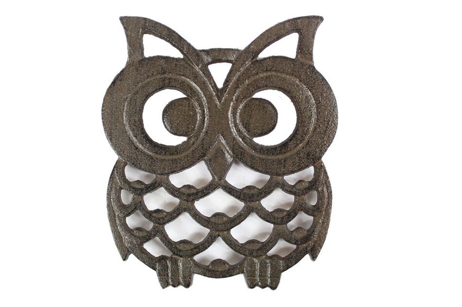 Cast Iron Owl Trivet 8""