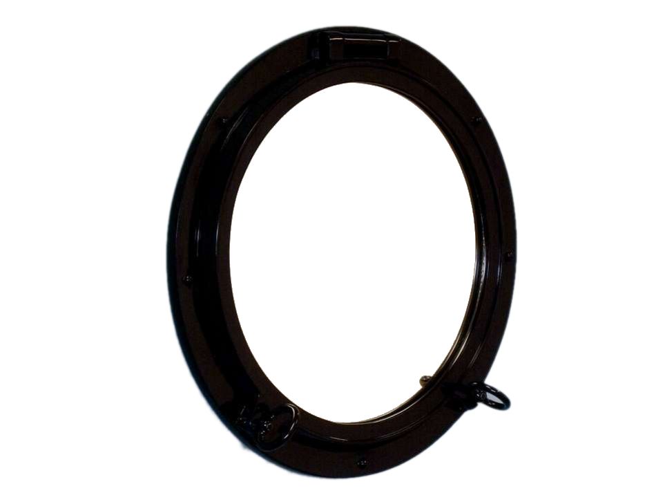 Gloss Black Decorative Ship Porthole Window 24""