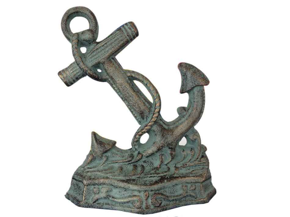 Antique Seaworn Bronze Cast Iron Anchor Door Stopper 8""