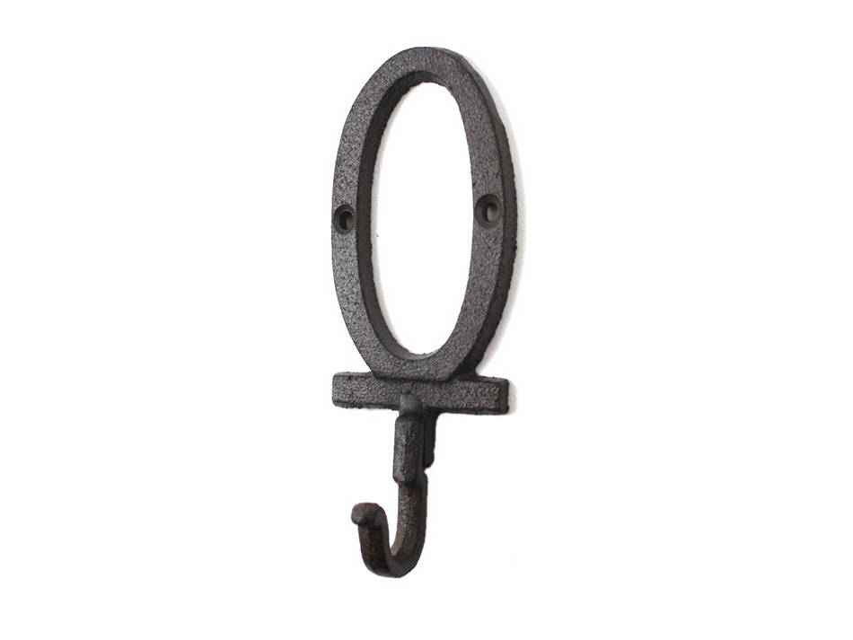Cast Iron Letter O Alphabet Wall Hook 6""