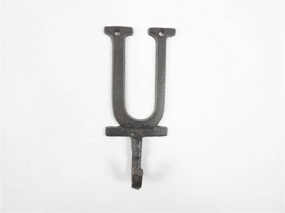 Cast Iron Letter U Alphabet Wall Hook 6""