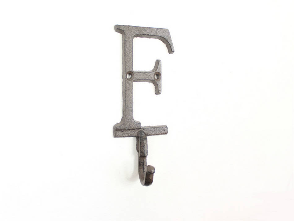 Cast Iron Letter F Alphabet Wall Hook 6""