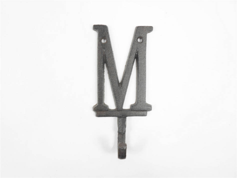 Cast Iron Letter M Alphabet Wall Hook 6""