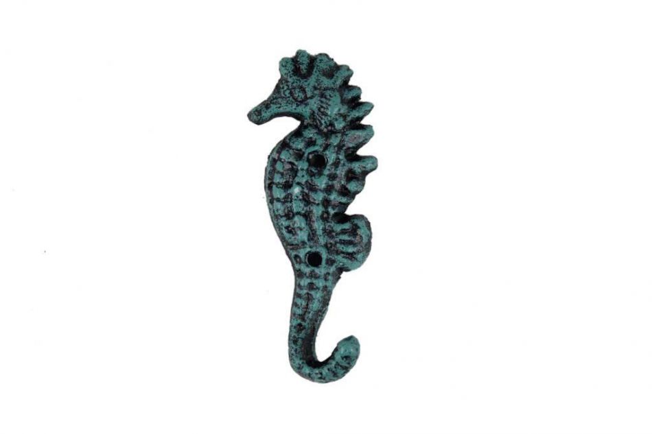 Seaworn Blue Cast Iron Seahorse Hook 5""
