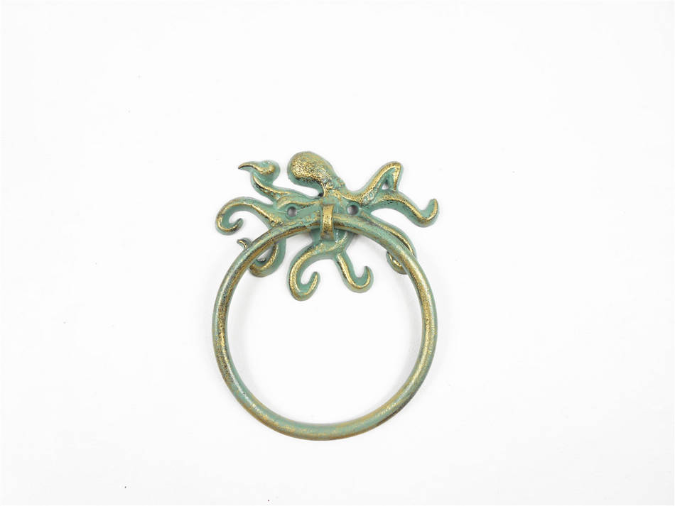 Antique Bronze Cast Iron Octopus Towel Holder 6""