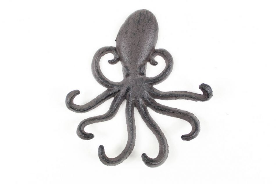 Cast Iron Wall Mounted Decorative Octopus Hooks 7""