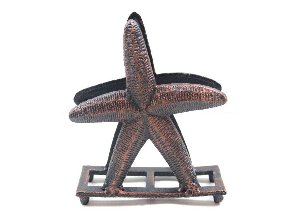 Rustic Copper Cast Iron Starfish Napkin Holder 6""