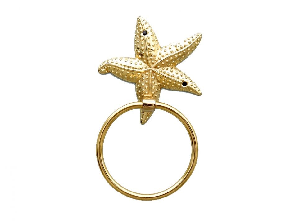 Gold Finish Starfish Towel Holder 9""