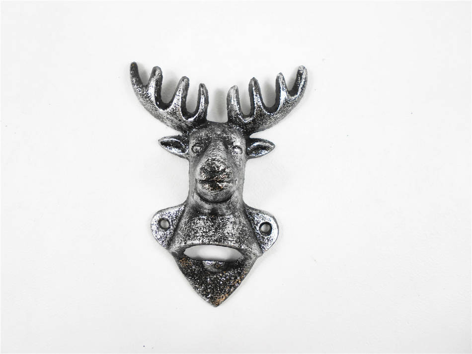 Rustic Silver Cast Iron Deer Bottle Opener 6""