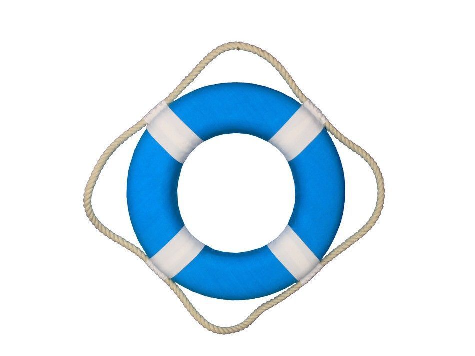 Vibrant Light Blue Decorative Lifering with White Bands 15""