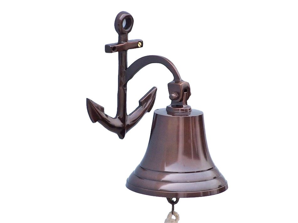 Antique Copper Hanging Anchor Bell 10""