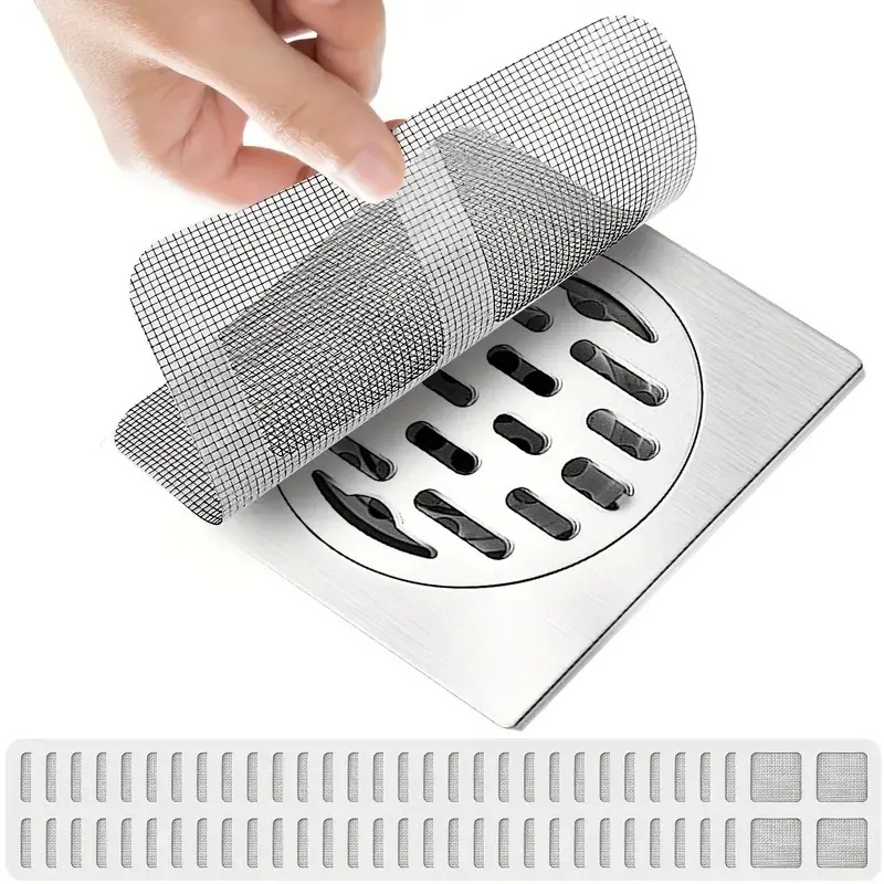 50pcs Disposable Shower Drain Hair Catcher Stickers - Easy-to-Use Plastic Mesh Filter Covers For Bathroom & Bathtub, Efficient Hair & Debris Bloc (Option: 50PCS)