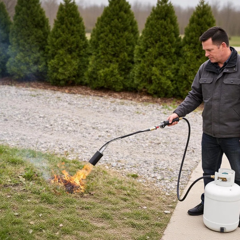Heavy Duty Weed Torch with Piezo Ignition, 180,000 BTU Propane Torch Compatible with 1lb to 100lb Tanks & MAPP Fuel, 10FT Hose, for Weeding, Melt (Option: Black)