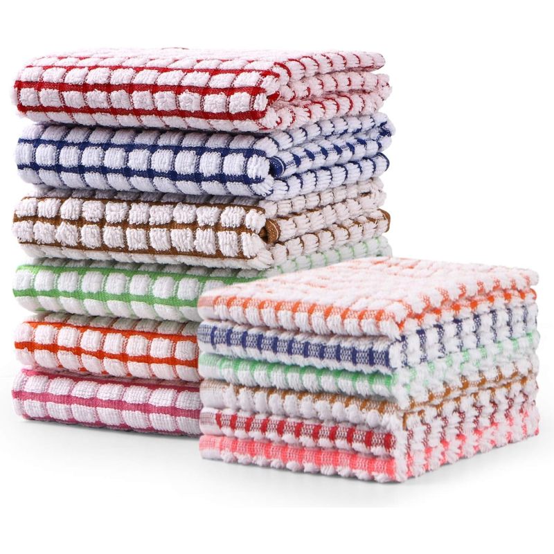 Kitchen Towels And Dishcloths Set, Bulk Cotton Dish Towels And Cleaning Rags For Washing Dishes, Cooking, Baking & Everyday Kitchen Use (Option: MULTI)