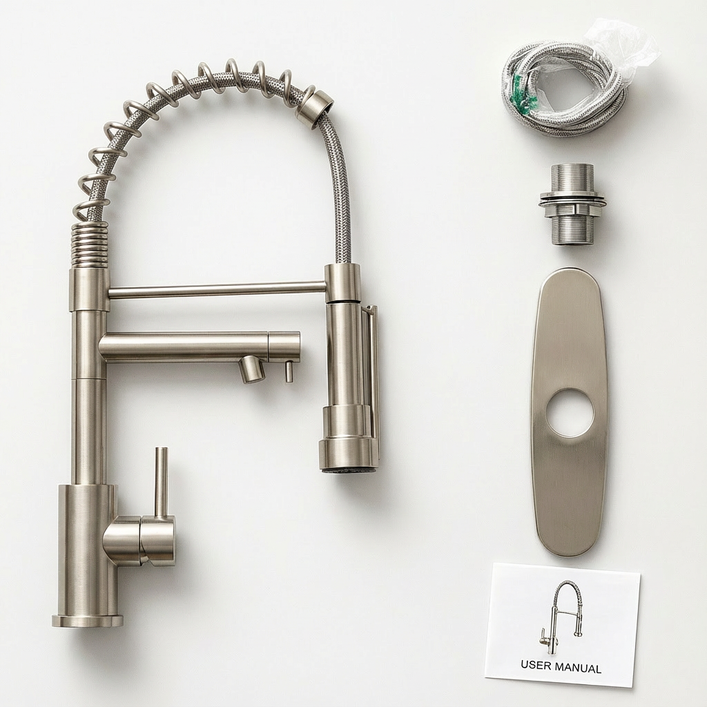 Touch Kitchen Faucet With Pull Down Sprayer, Single Handle Stainless Steel Spring Neck Kitchen Faucet, 2 Function Spray Head, Single Hole Install (Option: 1)