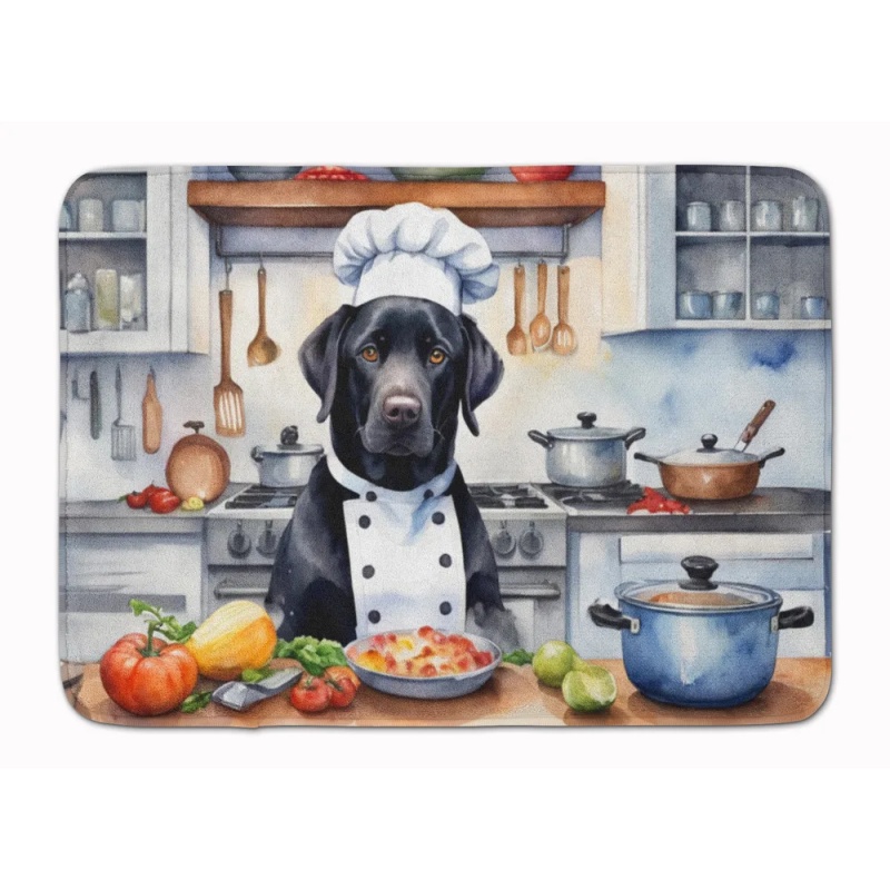 Black Labrador Retriever The Chef Memory Foam Kitchen Mat Machine Washable Anti-Fatigue Mat Cushion Comfort Bath Mat or Kitchen Rug (Option: Default)