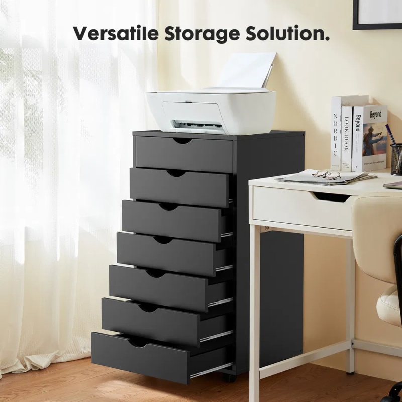 Storage Cabinet Dressers with Wheels Mobile Organizer Drawers for Office, Bedroom, Home (Option: Black/7 Drawers)