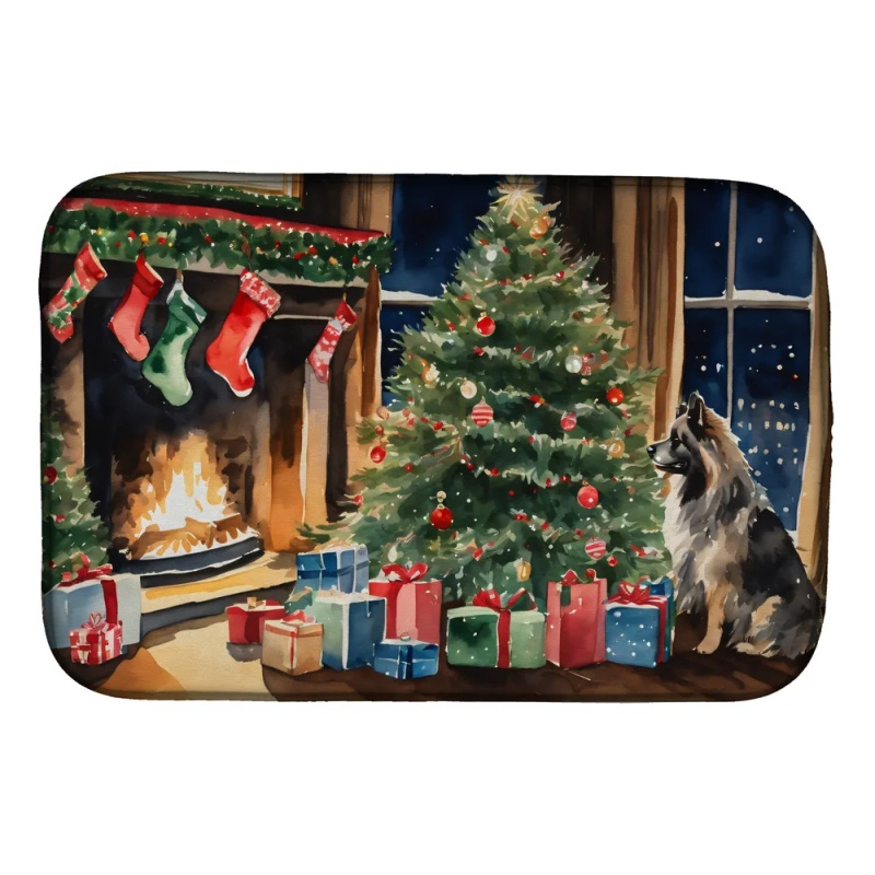Keeshond Cozy Christmas Dish Drying Mat Absorbent Dish Drying Mat Pad for Kitchen Counter Dish Drainer Mat for Countertop, 14 x 21", Multicolor (Option: Default)
