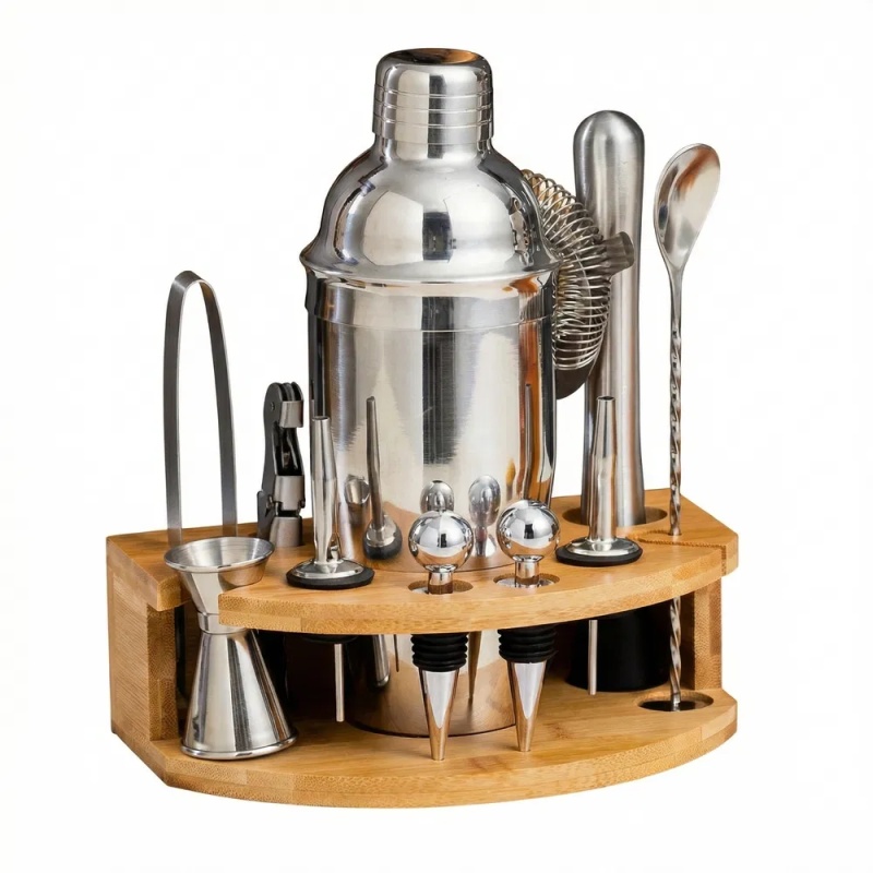 Cocktail Shaker Set,12 Piece Bartender Kit With Stand,Bar Set For Mixed Drink, Professional Bar Accessory Shaker,Jigger,Strainer,Muddler,Liquor P (Option: defaulttitle)