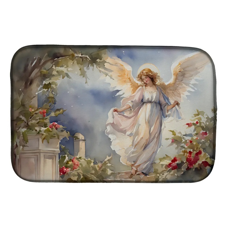 Christmas Angel Dish Drying Mat Absorbent Dish Drying Mat Pad for Kitchen Counter Dish Drainer Mat for Countertop, 14 x 21", Multicolor (Option: Default)