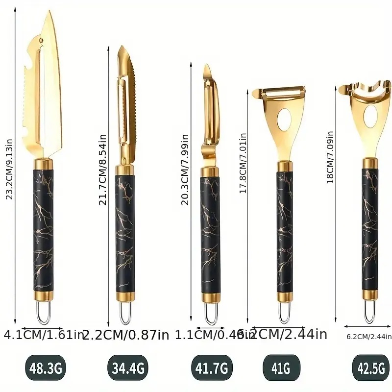 Professional Multifunctional Stainless Steel Peeler Set - Anti-rust Kitchen Tool For Fruits, Vegetables, Fish Scales And Corn With Ergonomic Non- (Option: 5pcset)