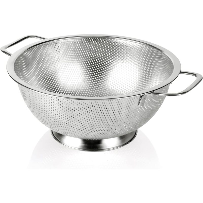 Stainless Steel Colander, 3 Quart Kitchen Strainer, Durable Food Drainer For Washing Fruits, Vegetables, Pasta & Food Preparation (Option: Silver)