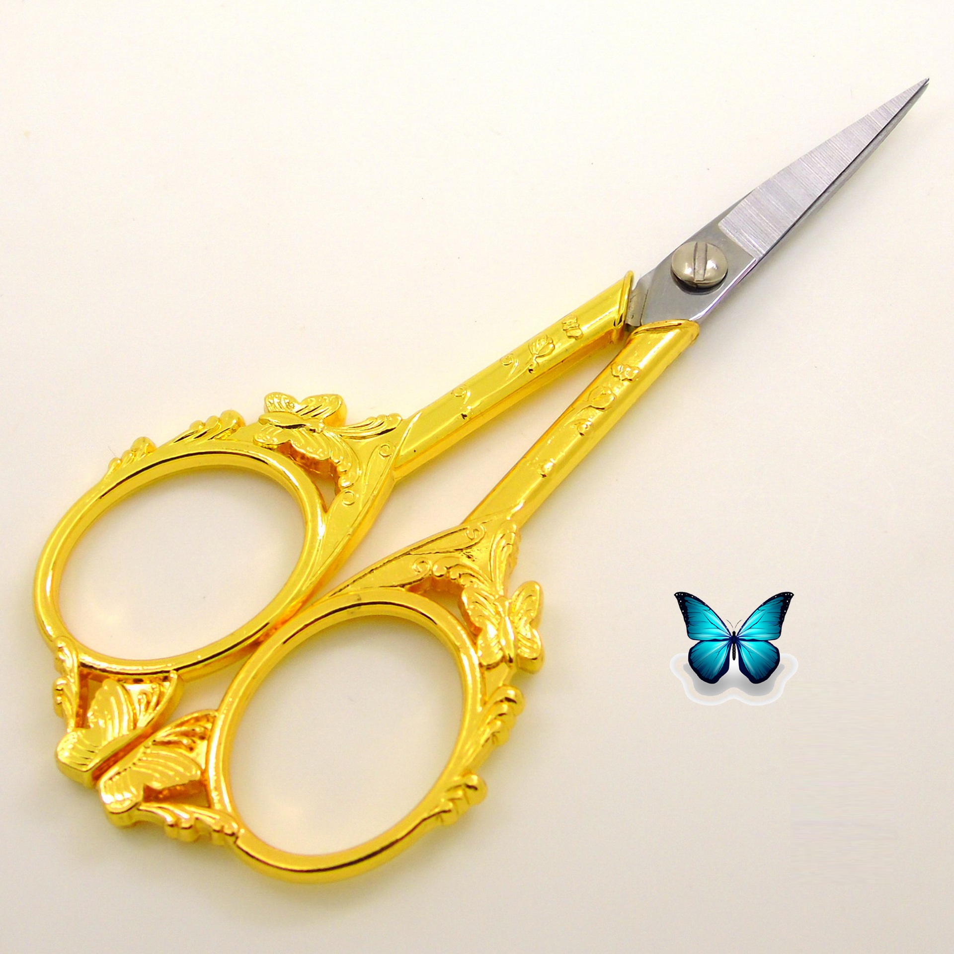 Butterfly Cut Retro Cut Cute Shape Tailor Scissors Yarn Embroidery Thread Head Household Scissors (Option: Gold)