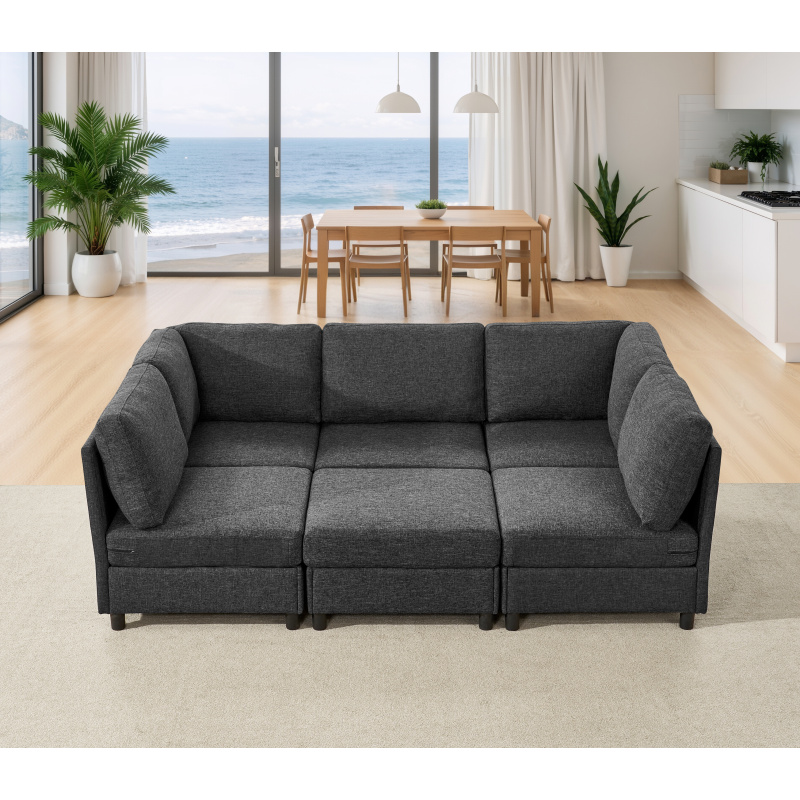 Modern Modular Corner Sofa - Freely Configurable with (Option: Dark Gray)