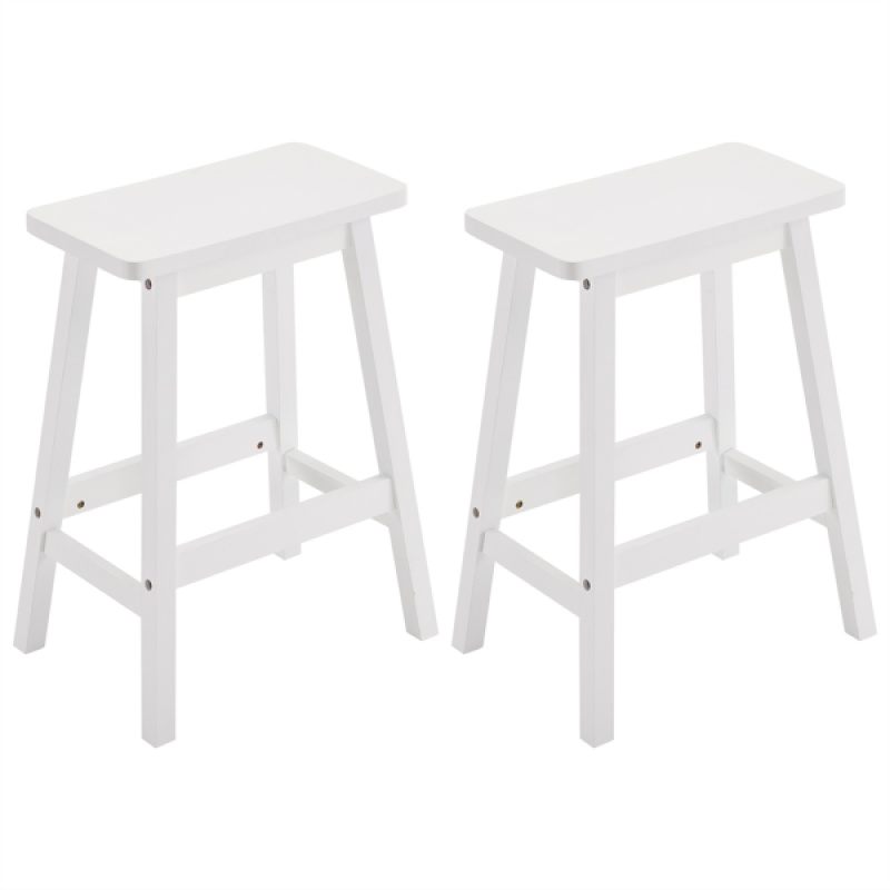 2pcs Pine Wood Saddle Seat Bar Stool White (Option: defaulttitle)