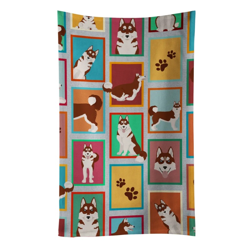 Lots of Red Siberian Husky Kitchen Towel Dish Cloths Guest Hand Towel Decorative Bathroom Towel for Face,Tea, Dishcloth, Kitchen and Bath (Option: Default)