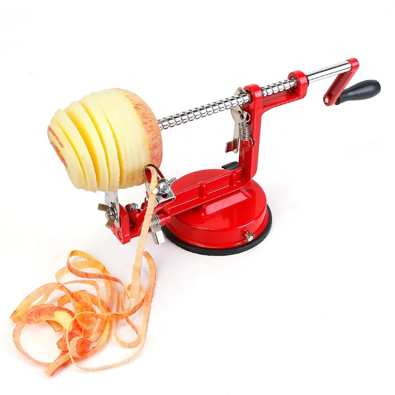 3In 1 Apple Corer Slicer Peeler Manual Rotation Potato Fruit Core Slicer Kitchen Hand Cracking Corer (Option: red)