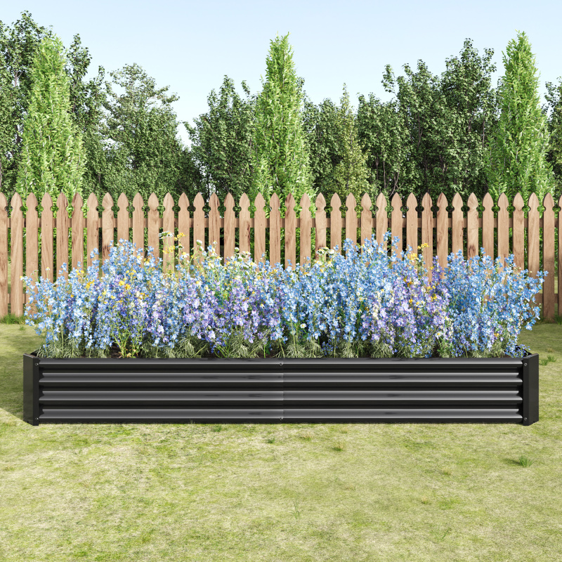 2PCS Black 8×4×1ft Metal Raised Rectangle Garden Planter Beds (Option: Black)