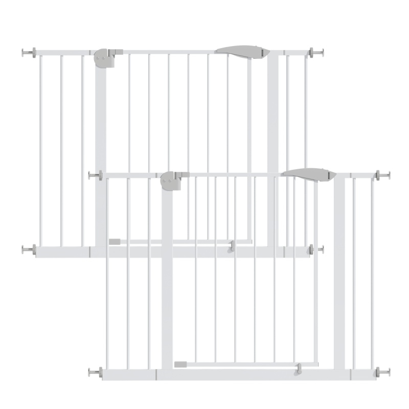2 Pack 29.5-44.1" Wide Baby Gate for Stairs, Dog Gate Indoor for Doorways, No Drilling Pressure Mounted Pet Gates for Kids, Easy Walk Through Saf (Option: White)